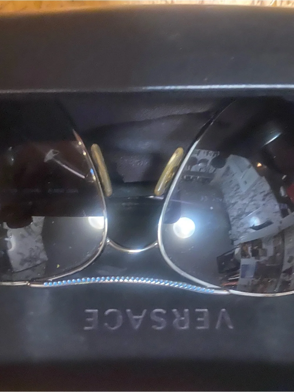 Versace Men’s Silver Aviator Sunglasses - Gray Lenses